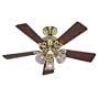 Hunter 20434 The Beacon Hill Three-Light 42-Inch Five-Blade Ceiling Fan, Bright Brass with Clear Globes
