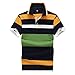 Yete Men's Collared Button Striped Polo Short-Sleeve Plain Shirt