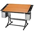 Oversized Adjustable Drawing Table with Tabletop Storage Slots - CraftMaster II (Cherry Top)