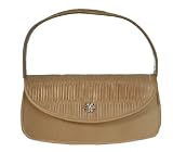 Light Gold Satin Evening Bag with Rhinestone Accent and Optional Shoulder Strap