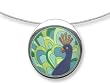 Designer Joyce Bond Backus' "Peacock Pomp" Vinyl Cut & Stainless Steel Wearable Art Necklace