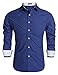 Coofandy Men's Fashion Slim Fit Dress Shirt Long Sleeve Casual Shirts Blue Medium