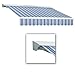 Awntech 16-Feet Destin LX with Hood Right Motor and Remote Retractable Acrylic Awning, 120-Inch Projection, Blue Multi