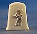 Porcelain China Collectable Thimble -- Antique Silver Teddy Bear with Free Gift Box