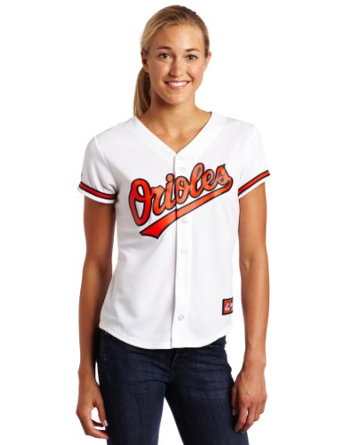 MLB Women's Baltimore Orioles Nick Markakis White Home Short Sleeve 5 Button Synthetic Replica Baseball Jersey Spring 2012  (White, X-Large)