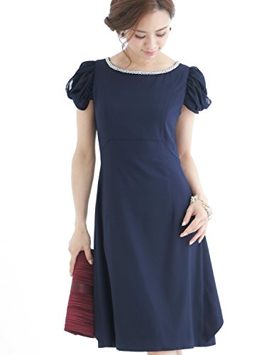 (プールヴー) PourVousワンピース ドレス パーティードレス フォーマルドレス ミセス フォーマルワンピース お呼ばれ 結婚式 二次会 披露宴 大きい 大きいサイズ 半袖 膝丈 Aライン ジョーゼット 1854