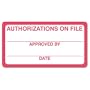 Tabbies� Authorizations on File Label, 3-1/4 x 1-3/4, White, 250/Roll