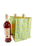 Bottle Bag Carrier for 9 bottles Yellow Green Floral Paisley, German Import