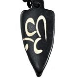 Tibetan Om Symbol Necklace, Buffalo Bone Pendant Necklace, Buffalo Bone Choker, N64