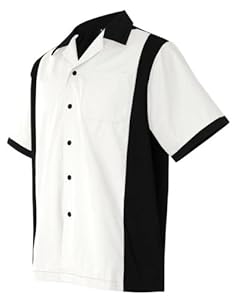 Hilton Men's Retro Cruiser Bowling Shirt, White 2XL