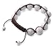 Tibetan Knotted Bracelet - White Turquoise w/ Brown String - Bead Size: 12mm, Adjustable Length