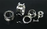 Stainless Steel Screw-on Plugs with Black CZ 2G - Sold as a Pair