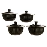 Reco Romertopf Black Covered Soup Bowls - Set of 4