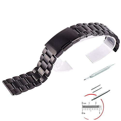 VIMVIPÂ® 22mm Stainless Steel Watch Band For Samsung Galaxy Gear 2 R380, Gear 2 Neo R381, Gear 2 Live R382, LG G Watch W100, W110+ 3 Stainless Steel Pins Tool (Black)