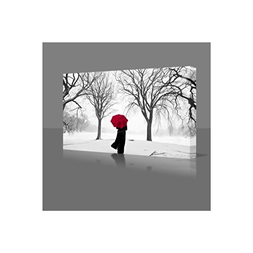 Red Umbrella In Snow Canvas Wall Art, Canvas Art Work - Ready To Hang On Wall...