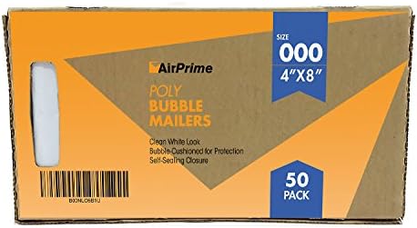Size #000 4 x 8 ~ 50, 100, 200, 400, 500 White Poly Cushion Self-Seal Padded Envelope Mailers ~ AirPrime