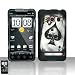 Black Spade Skull Rubberized Snap on Design Case Hard Case Skin Cover Faceplate for Sprint Htc Evo 4g + Screen Protector Film + Free Cell Phone Bag