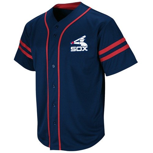 Majestic Carlton Fisk Chicago White Sox Throwback Heater Jersey - Navy Blue (XX-Large)