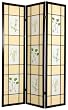 Unique Home D&eacute;cor - 6ft. Herbal Floral Folding Shoji Privacy Floor Screen Room Divider - 3 Panel Black
