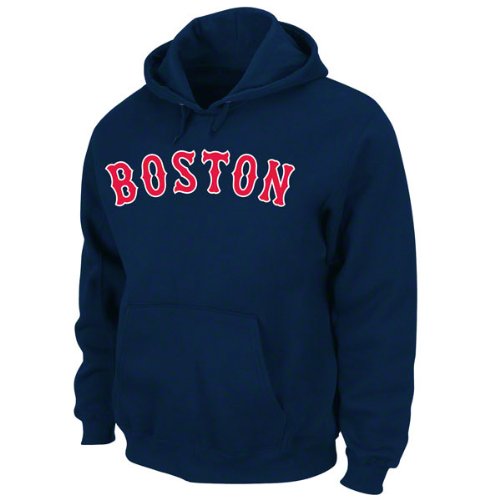 Boston Red Sox Sweatshirt: Navy NX Flock Hooded Fleece Pullover