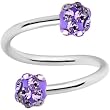16 Gauge Tanzanite Ferido Crystal Ball Spiral Twister Ring