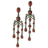 Bronze Maroon Stone Chandelier Earrings