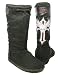 Skulls Crossbones Wings! Fleece Shearling Sheepskin Boots