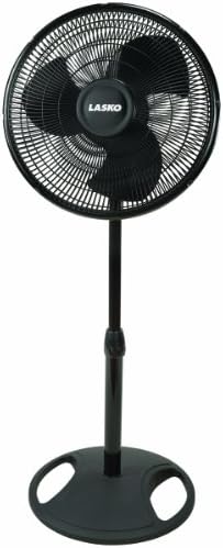 Lasko16-inch 3-Speed Oscillating Floor Fan with Adjustable Height, Tilt-Back Head, Widespread Oscillation, and Patented Blue Plug Safety Fuse - Black