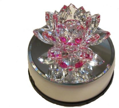 Flower Crystal Red Highlight with Rotating Stand (Batteries Not Included)