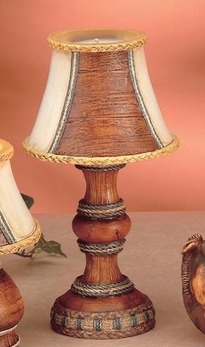 Medium Wood/rattan Trim Candle Lamp (9h)