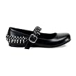 Womens Black Ballet Flats Mary Janes Army Military Bullets Costume Shoes