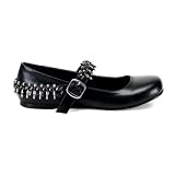 Womens Black Ballet Flats Mary Janes Army Military Bullets Costume Shoes