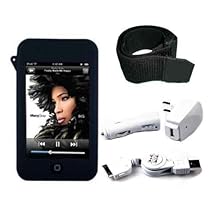 5 in 1 Apple iPod Touch iTouch 2nd Generation 8GB, 16GB, 32GB Silicone Case Package + Home Charger, Car Charger, USB Cable, Armband, and Screen Protector