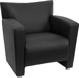 Nobel Series Black Leather Reception Chair [UE-LS-907-1-NOBEL-BK-GG]