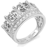 Sterling Silver Crown CZ Men's Ring - size 10