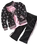 Nannette Baby Girl Three-Piece Butterfly Velour Set