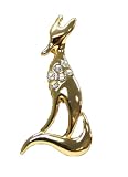 Gold Plated Cubic Zirconia Fox Pin - Fashion Pin