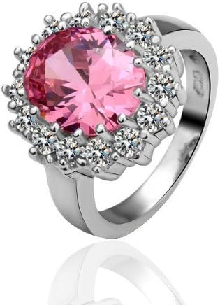 MasterGem Jewelry 18K GP R030 Pink Crystal18KPlatinum PlatedRing Healt jewelry Nickel Plating Platinum Rhinestone Austrian Crystal Element
