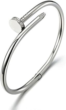 Crystal Thai Jewelry Best for Valentine day lovers Titanium Stainless steel Nail crystal bangle white gold plated lover jewelry PUSH003