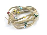 Khaki Suede Kabbalah String Bracelet with Lucky Eyes