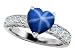 3.00 cttw 925 Sterling Silver 14K White Gold Plated Lab Created Heart Shape Star Sapphire Engagement Ring - Gold Plated Silver