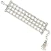 Art Deco Inspired Silver Tone Mesh Linear Crystals Bracelet