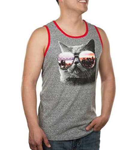 Feline Freedom Kitty Cat with Sunglasses Graphic Men's Tank Top