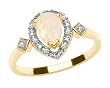 10k Yellow Gold, October Birthstone, Opal and Diamond Pear Shaped Ring