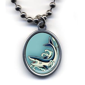 Hand Made Womens Retro 'TATTOO SHARK' Chain Necklace Pendant