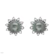 Earrings With 0.50ctw Precious Stones - Genuine Diamonds and 9.5mm Tahitian Pearls 14K White Gold. Total item weight 8.0g