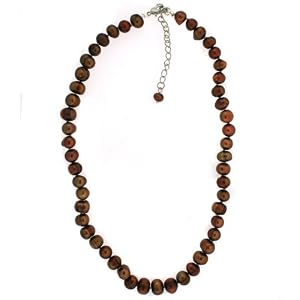 Pearl Freshwater Cultured Chocolate Brown Necklace Strand 6-7mm 17