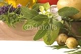 Wallmonkeys Peel and Stick Wall Decals - Fresh Herbs, Vegetables, Salt and Mezzaluna - Removable Graphic