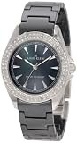 AK Anne Klein Women's 109683BMBK Swarovski Crystal Silver-Tone and Black Ceramic Bracelet Watch