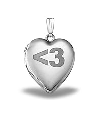 Sterling Silver Sweetheart "<3" Heart Locket 3/4 inch x 3/4 inch